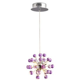 new 6-light floral shape k9 crystal pendant-purple