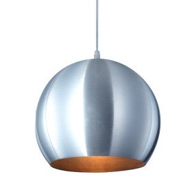 new 60w semicircular pendant light in silver white shade (e27 bulb base)