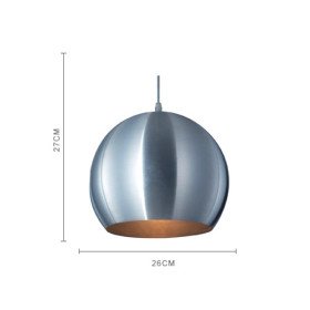 new 60w semicircular pendant light in silver white shade (e27 bulb base)