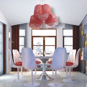 red pendant light with 3 lights in heart shaped shade red pendant light with 3 lights in heart shaped shade