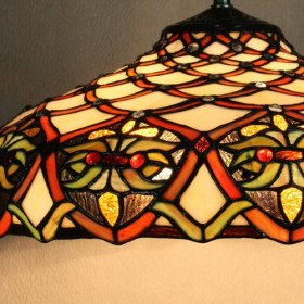 tiffany pendant light with 2 light in artistic patterned shade