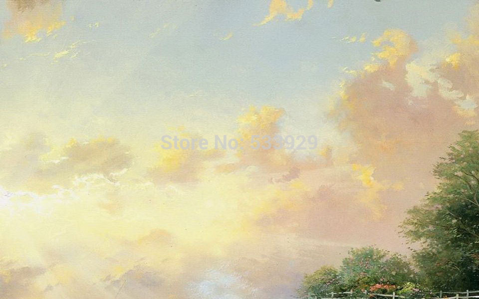 modern tds-hx022 thomas kinkade art printed painting on canvas for home living room wall decoration