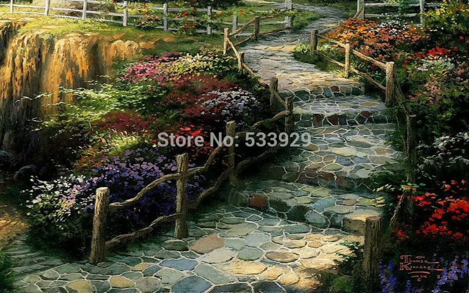 modern tds-hx022 thomas kinkade art printed painting on canvas for home living room wall decoration