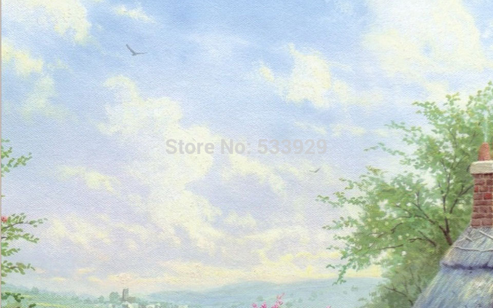 modern tds-hx023 thomas kinkade art printed painting on canvas for home living room wall decoration