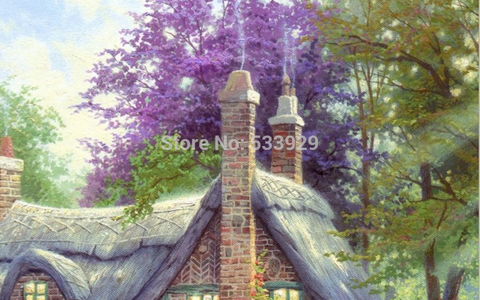 modern tds-hx023 thomas kinkade art printed painting on canvas for home living room wall decoration