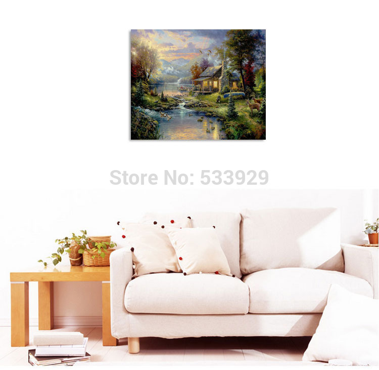 modern tds-hx025 thomas kinkade art printed painting on canvas for home living room wall decoration modern tds-hx025 thomas kinkade art printed painting on canvas for home living room wall decoration