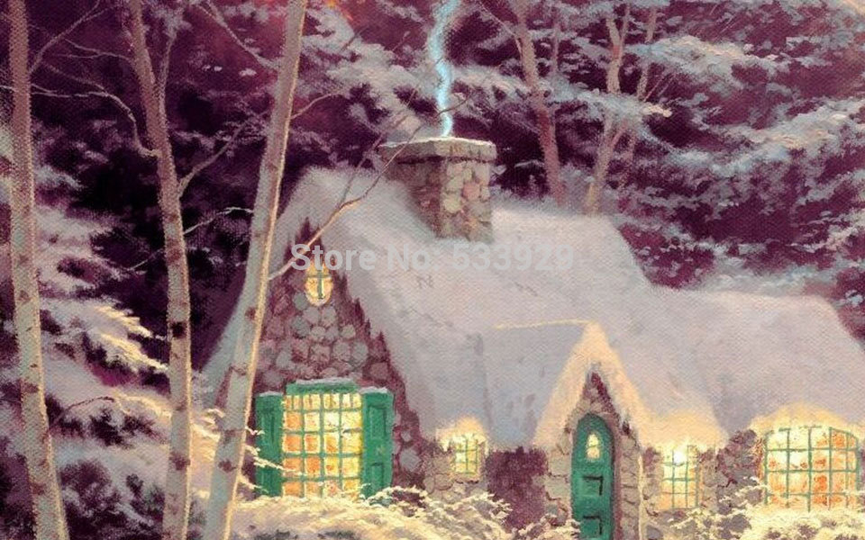 modern tds-hx026 thomas kinkade art printed painting on canvas for home living room wall decoration