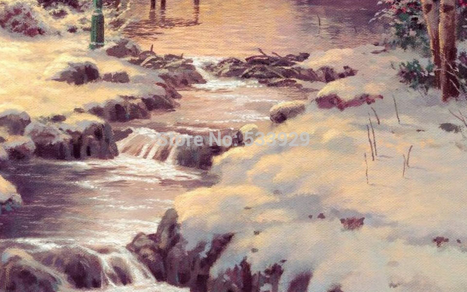 modern tds-hx026 thomas kinkade art printed painting on canvas for home living room wall decoration