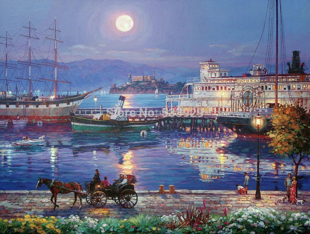 modern tds-hx033 yong-full moon art printed painting on canvas for home living room wall decoration