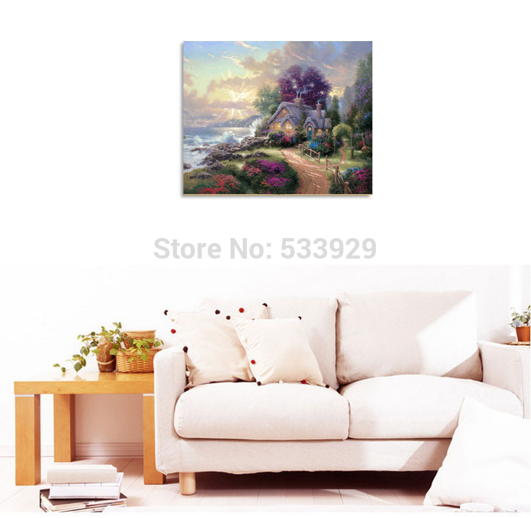 modern tds-hx044 thomas kinkade printed painting on canvas for home living room wall decoration modern tds-hx044 thomas kinkade printed painting on canvas for home living room wall decoration