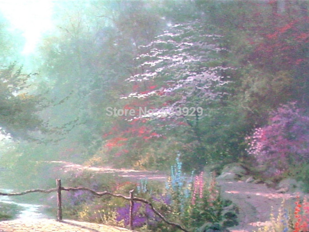 modern tds-hx046 thomas kinkade printed painting on canvas for home living room wall decoration