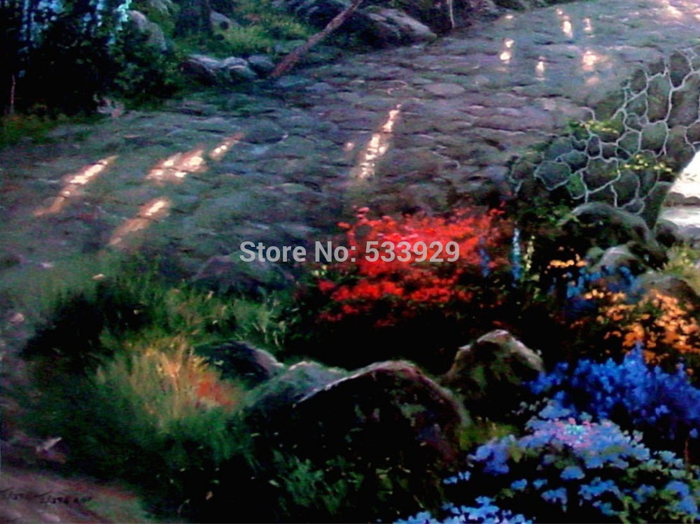 modern tds-hx046 thomas kinkade printed painting on canvas for home living room wall decoration