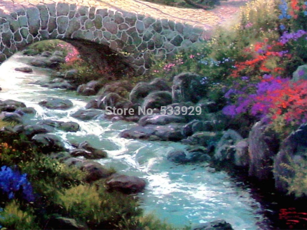 modern tds-hx046 thomas kinkade printed painting on canvas for home living room wall decoration