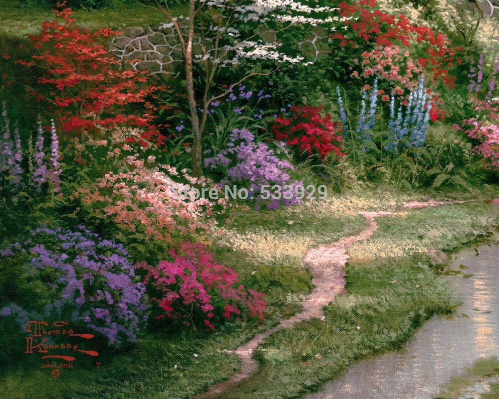 modern tds-hx047 thomas kinkade printed painting on canvas for home living room wall decoration