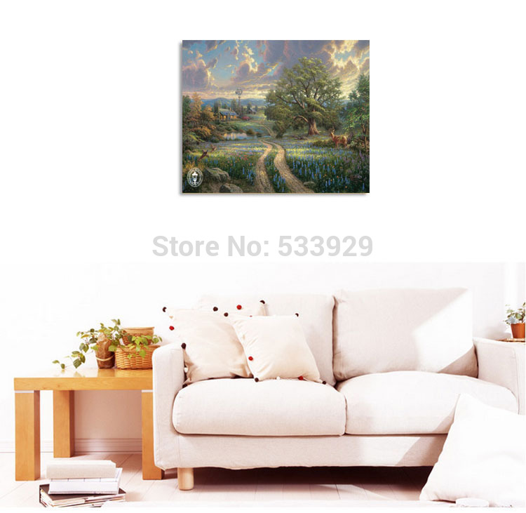modern tds-hx048 thomas kinkade printed painting on canvas for home living room wall decoration