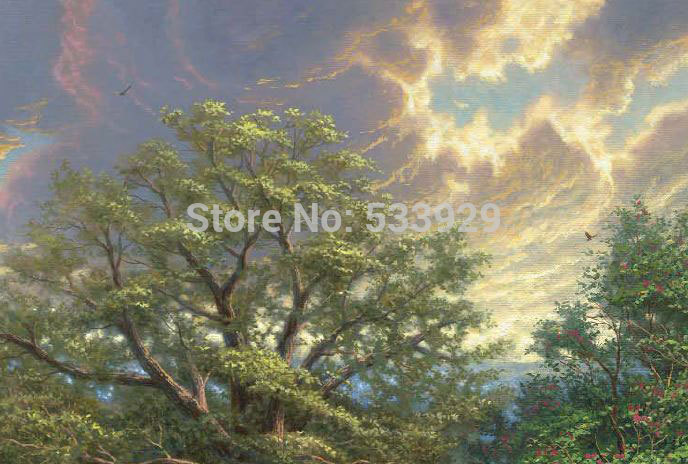 modern tds-hx048 thomas kinkade printed painting on canvas for home living room wall decoration