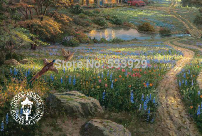 modern tds-hx048 thomas kinkade printed painting on canvas for home living room wall decoration