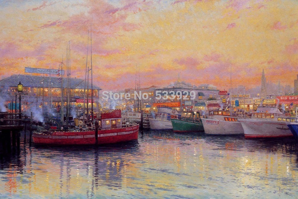modern tds-hx050 thomas kinkade printed painting on canvas for home living room wall decoration