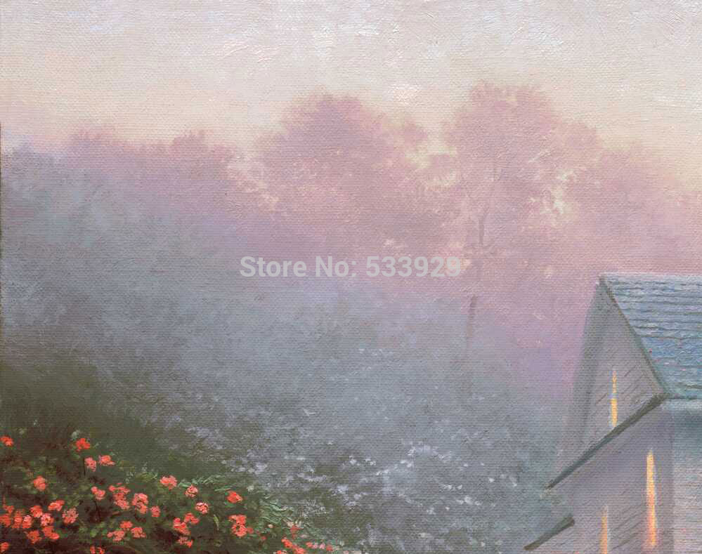 modern tds-hx053 thomas kinkade printed painting on canvas for home living room wall decoration