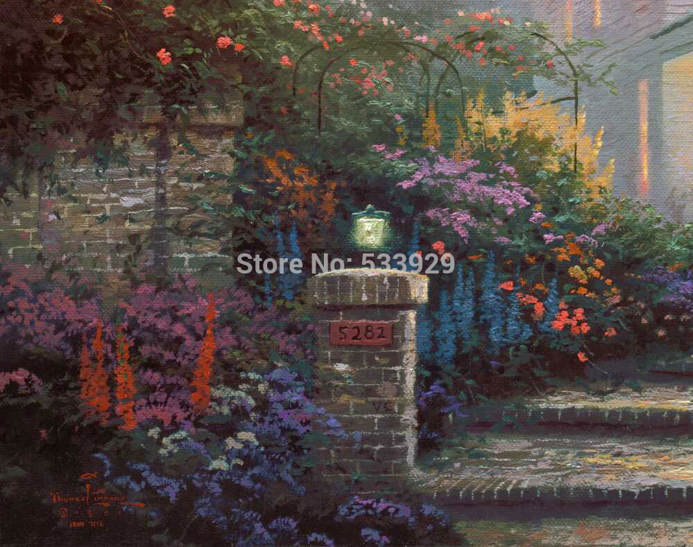 modern tds-hx053 thomas kinkade printed painting on canvas for home living room wall decoration