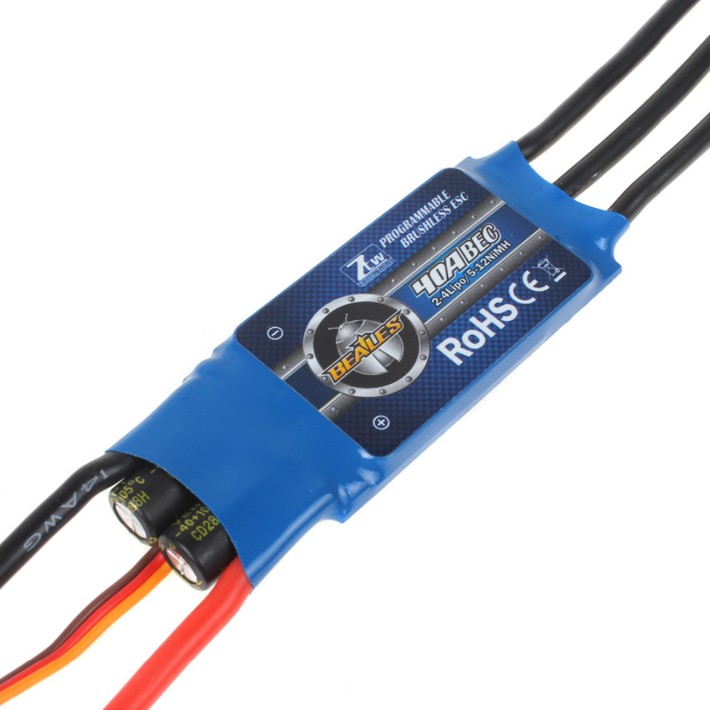 ztw beatle al 40a esc 5v / 3a bec speed controller for rc 400-500 class fixed-wing copters