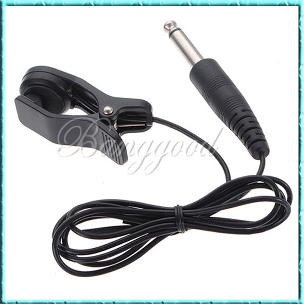 2.7ft black universal general acoustic piezo guitar vibration sensor tuning clip line wire pickups cable