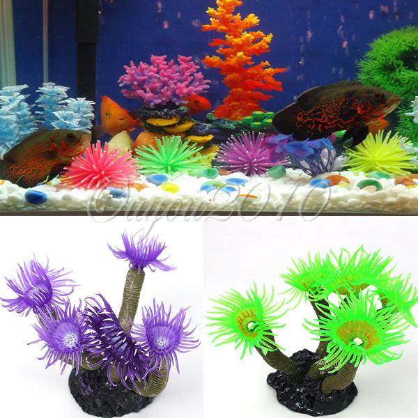 artificial fake silicone ceramic sea anemone coral aquarium fish tank ornament decoration aquatic water plant pets