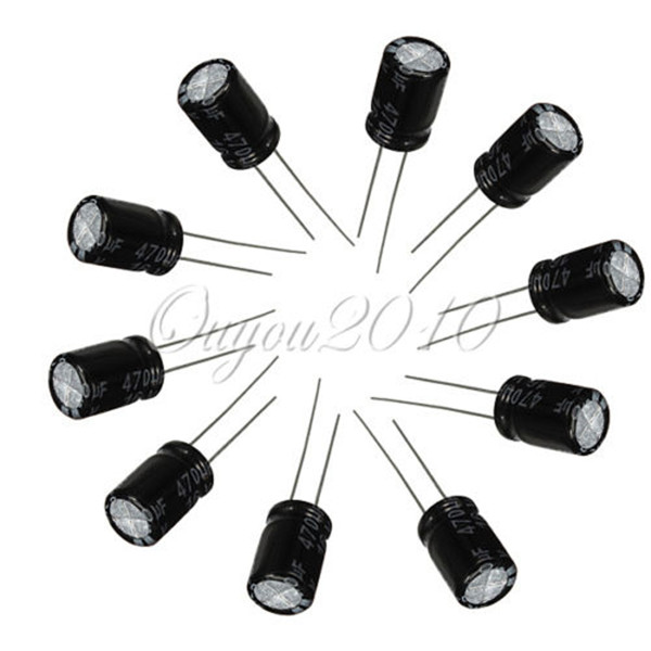 best promotion 10pcs 16v 8x11mm aluminum 470uf 105c radial electrolytic capacitors component
