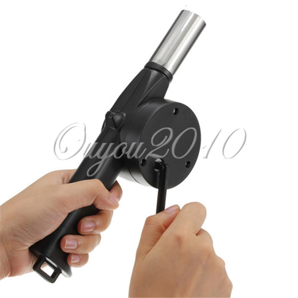 best promotion new outdoor cooking bbq fan air blower for barbecue fire bellows hand crank tool picnic camping bbq