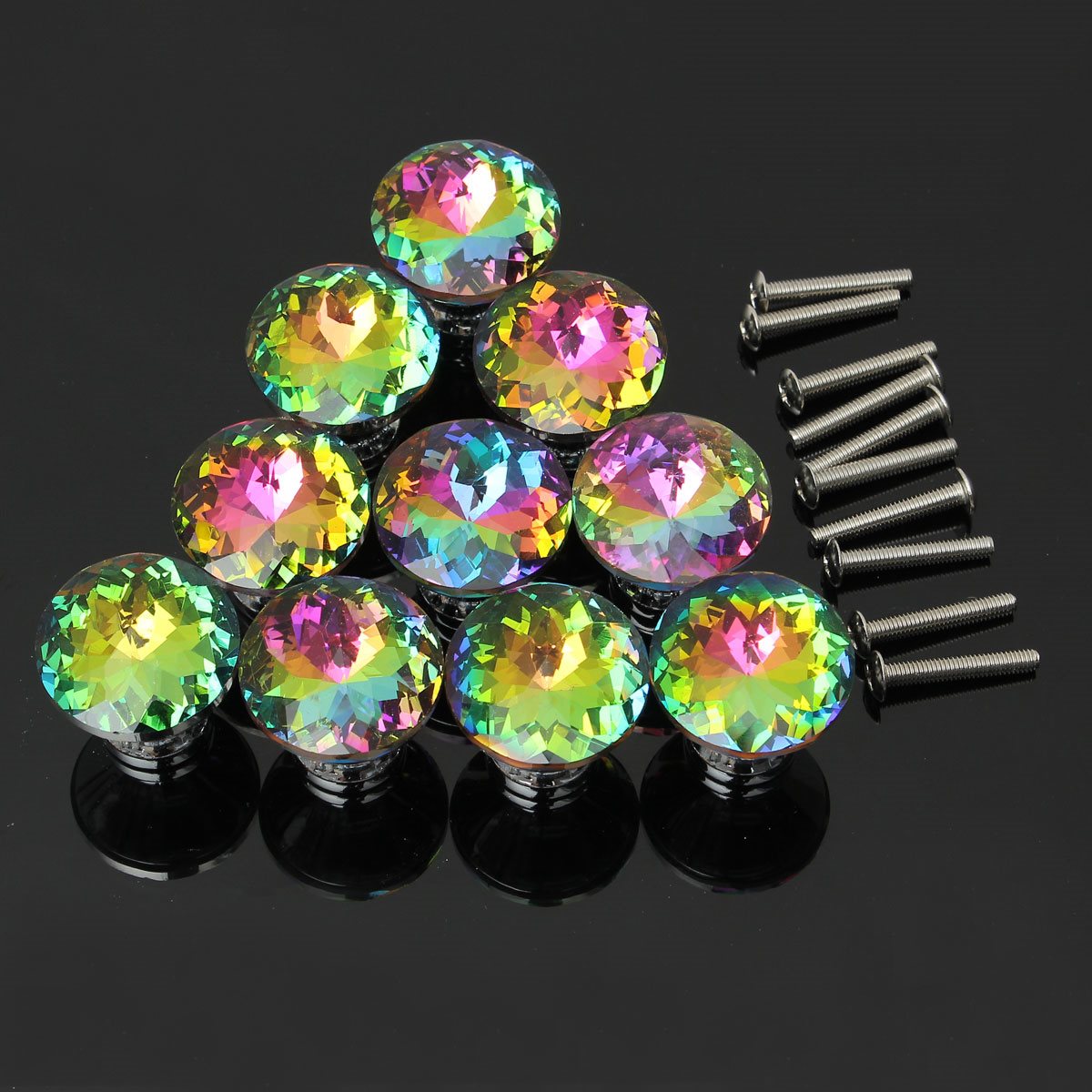 brand new 10 pcs 30mm knobs handle crystal glass cupboard wardrobe cabinet door drawer kitchen