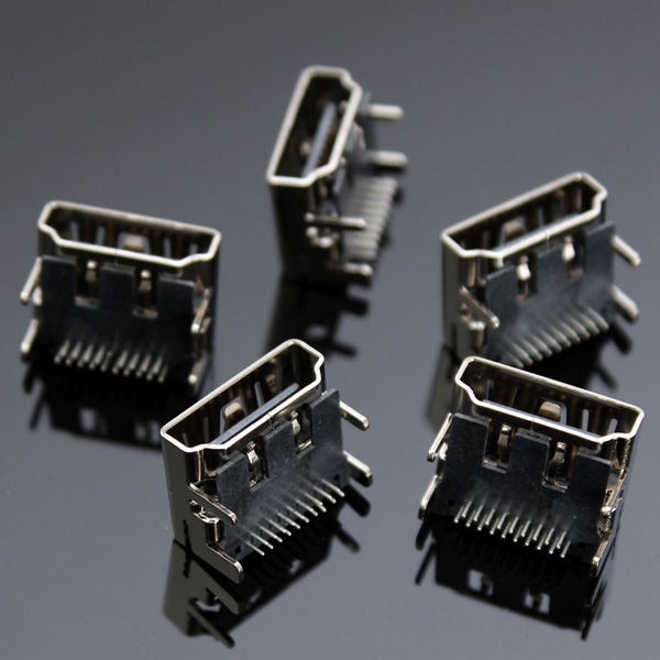 new 5pcs hdmi female 90 dip 2 row 19pins socket pcb soldering connectors 4 legs new 5pcs hdmi female 90 dip 2 row 19pins socket pcb soldering connectors 4 legs