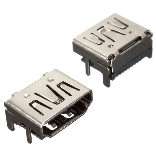new 5pcs hdmi female 90 dip 2 row 19pins socket pcb soldering connectors 4 legs