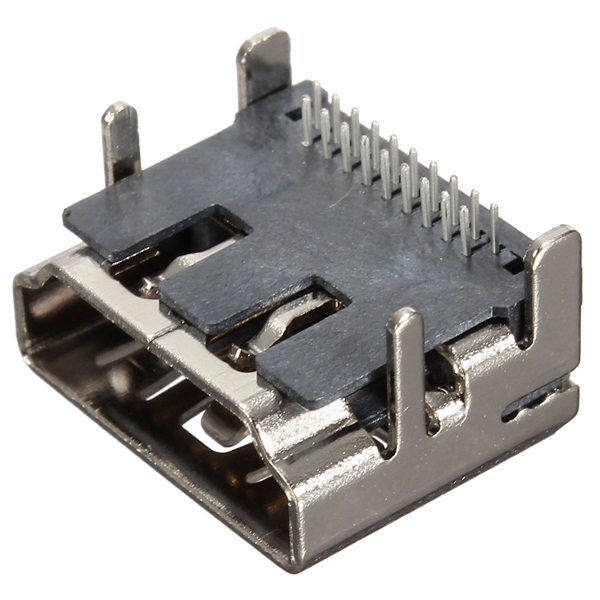 new 5pcs hdmi female 90 dip 2 row 19pins socket pcb soldering connectors 4 legs