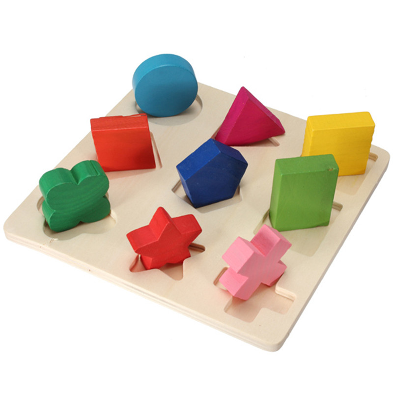 new stylish 9pcs/set shapes bricks wooden plate blocks building baby kids play educational toys new