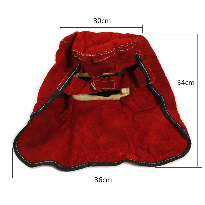 newest best promotion summer red cowhide leather face neck protected lens glasses welding hood helmet mask overhead