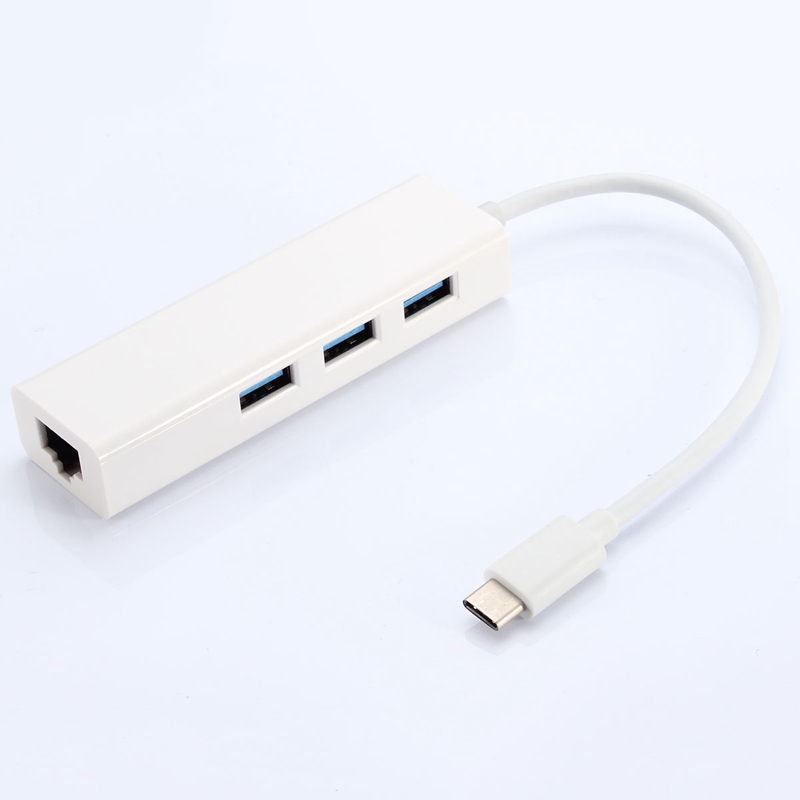 promotion usb3.1 type c to rj45 100m ethernet lan network+3.0 3-port hub cable adapter