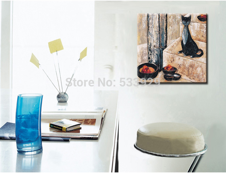 cat oil painting abstract animal hand painted oil painting on canvas oil painting for home decor wall decor