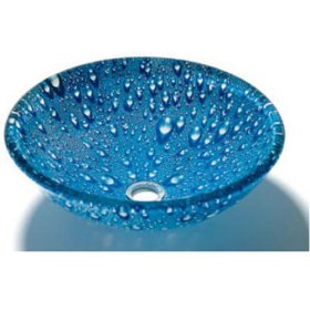 victory round black transparent tempered glass vessel sink
