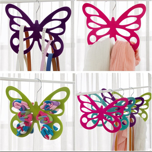 2015 new arrival multi-color butterfly scarf shawl holder hanger hook clothes rack for nonslip scarf tie belt storage holder