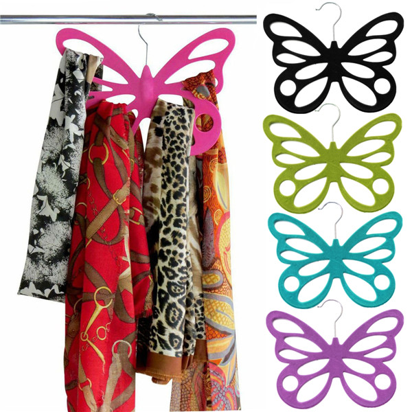 2015 new arrival multi-color butterfly scarf shawl holder hanger hook clothes rack for nonslip scarf tie belt storage holder