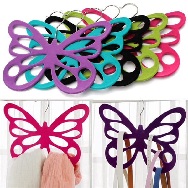 2015 new arrival multi-color butterfly scarf shawl holder hanger hook clothes rack for nonslip scarf tie belt storage holder
