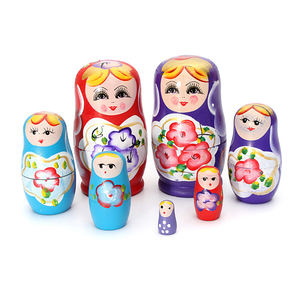 5pcs lovely russian nesting matryoshka wooden doll set hand painted toy decor russian nesting dolls baby toy girl doll