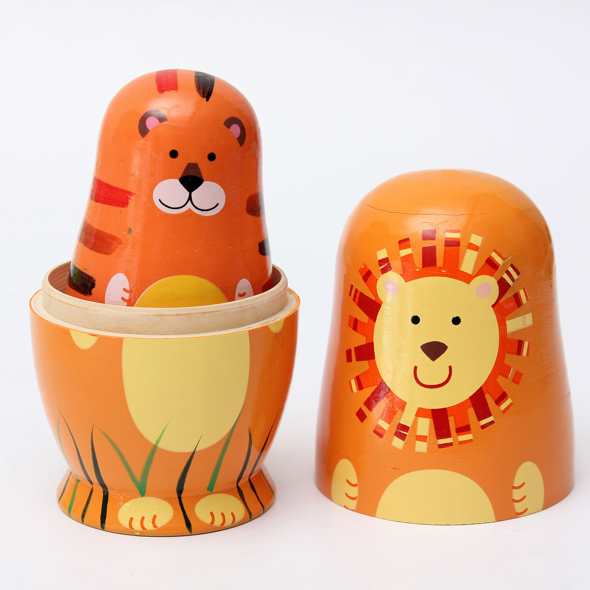 excellent quality set of 5pcs cute wooden russian nesting dolls matryoshka animal russian doll paint gift wooden toys