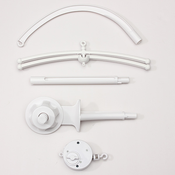 new arrival pure white 4pcs bracket set baby crib mobile bed bell toy holder arm bracket + wind-up music box
