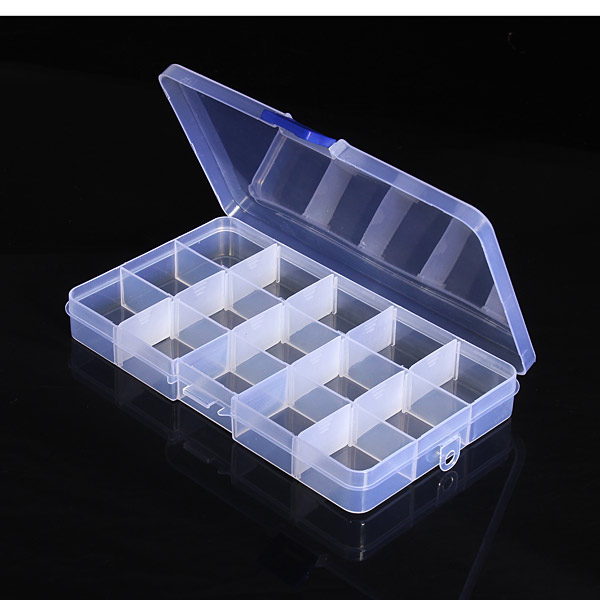 15 value clear compartment slot electronic components storage assortment beads box plastic case convenience store small items