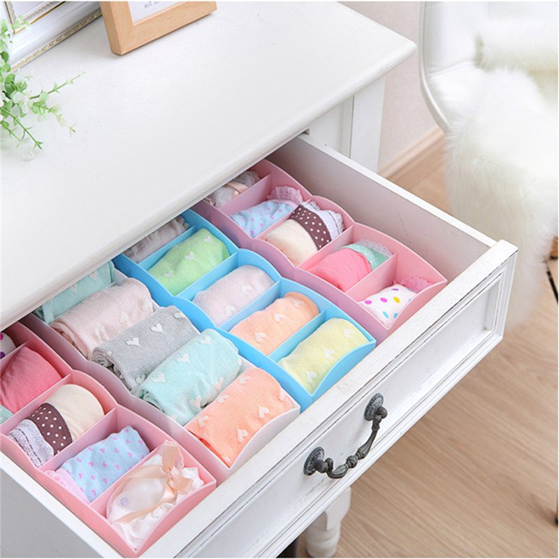 2015 newest multi-function colorful household plastic storage box desk socks storage case closet drawer divider underwear bins