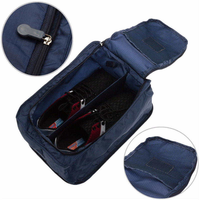 2015 newest nylon wonderful travel portable waterproof storage sorting case pouch shoes protect bags dark blue sky blue rose