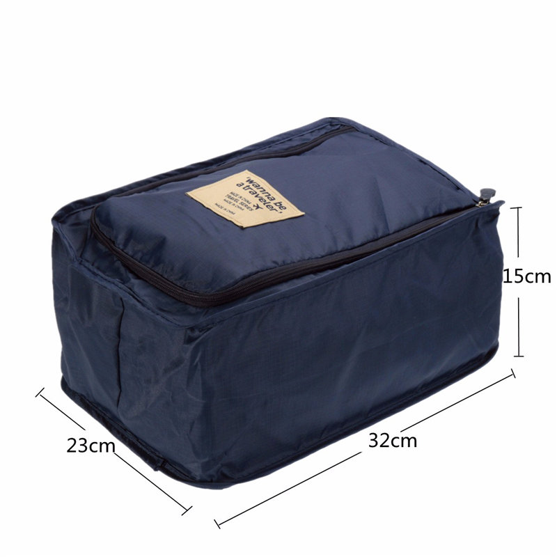 2015 newest nylon wonderful travel portable waterproof storage sorting case pouch shoes protect bags dark blue sky blue rose