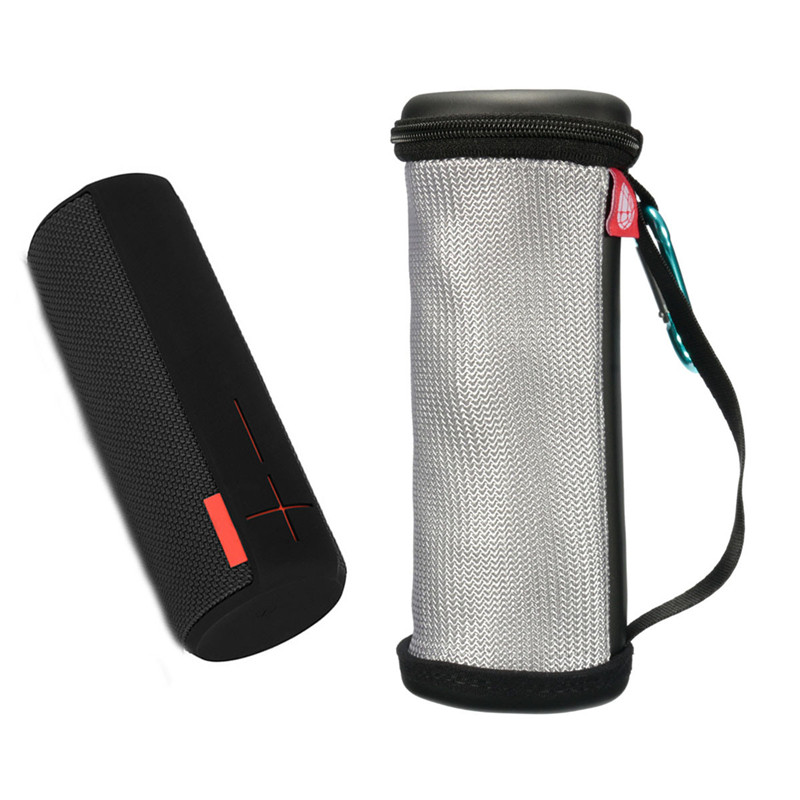 selling carry storage case pouch cover box skin for logitech ue boom bluetooth speaker with carabiner silver 19x8cm