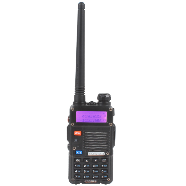 black baofeng uv-5rs walkie talkie 128ch 2 two way radio vhf 136mhz-174mhz / uhf 400mhz-520mhz dual band radio fm transceiver